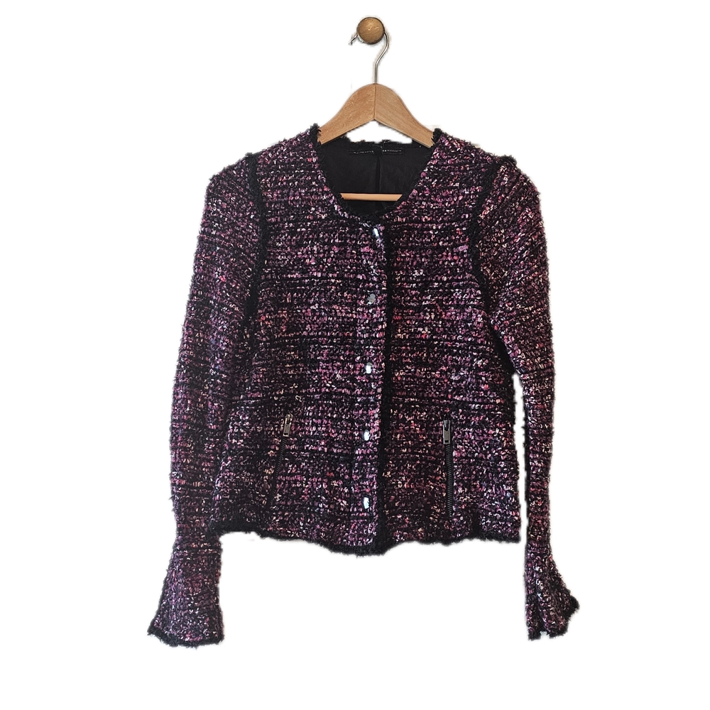 White House Black Market Black and Pink Tweed Jacket